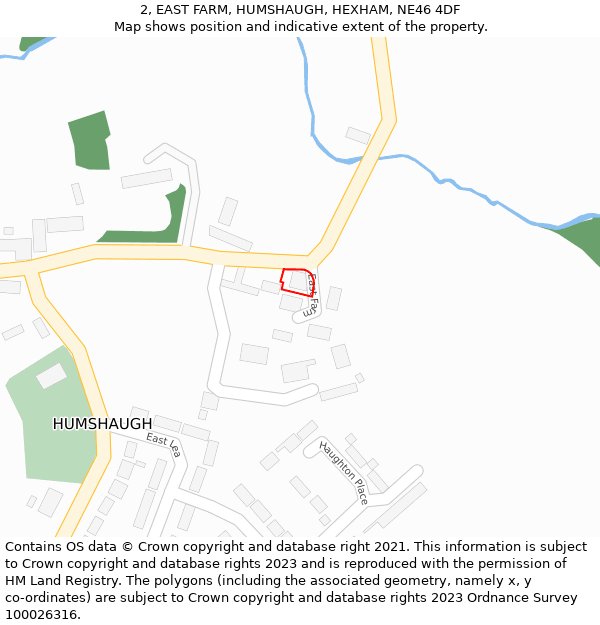 2, EAST FARM, HUMSHAUGH, HEXHAM, NE46 4DF: Location map and indicative extent of plot