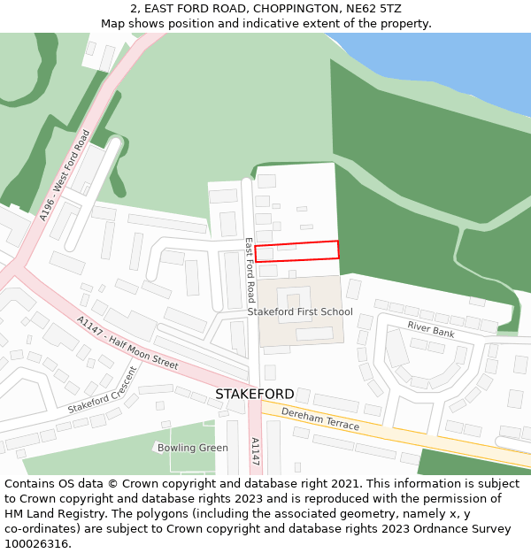 2, EAST FORD ROAD, CHOPPINGTON, NE62 5TZ: Location map and indicative extent of plot