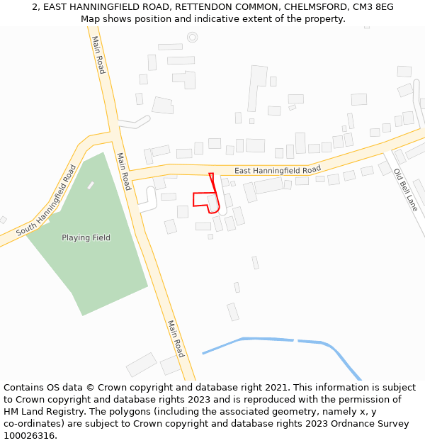 2, EAST HANNINGFIELD ROAD, RETTENDON COMMON, CHELMSFORD, CM3 8EG: Location map and indicative extent of plot