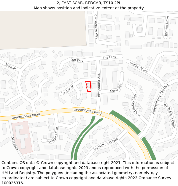2, EAST SCAR, REDCAR, TS10 2PL: Location map and indicative extent of plot