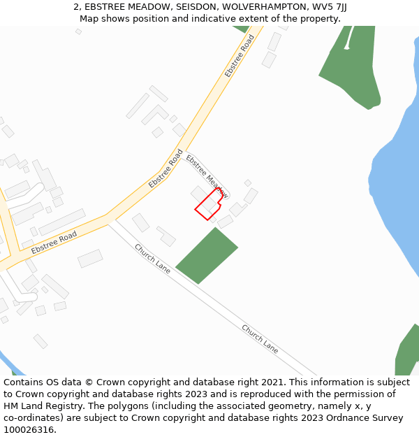 2, EBSTREE MEADOW, SEISDON, WOLVERHAMPTON, WV5 7JJ: Location map and indicative extent of plot