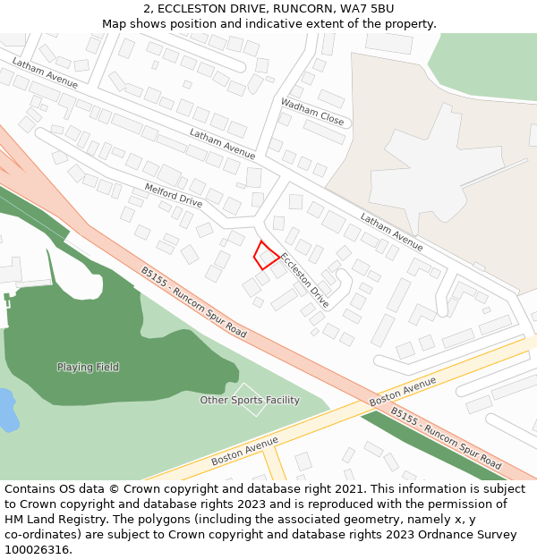 2, ECCLESTON DRIVE, RUNCORN, WA7 5BU: Location map and indicative extent of plot