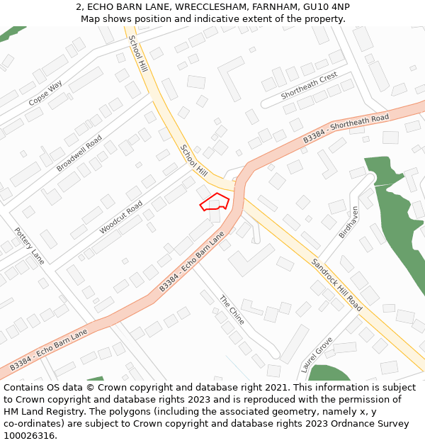 2, ECHO BARN LANE, WRECCLESHAM, FARNHAM, GU10 4NP: Location map and indicative extent of plot