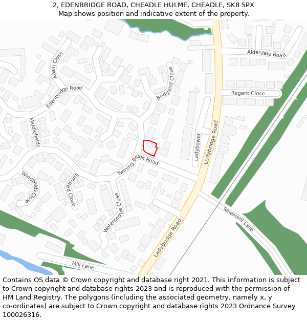 2, EDENBRIDGE ROAD, CHEADLE HULME, CHEADLE, SK8 5PX: Location map and indicative extent of plot