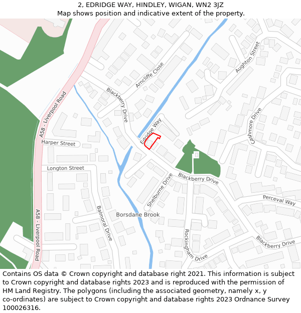 2, EDRIDGE WAY, HINDLEY, WIGAN, WN2 3JZ: Location map and indicative extent of plot