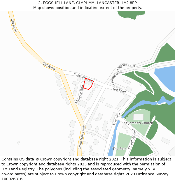2, EGGSHELL LANE, CLAPHAM, LANCASTER, LA2 8EP: Location map and indicative extent of plot