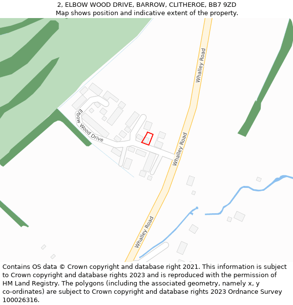 2, ELBOW WOOD DRIVE, BARROW, CLITHEROE, BB7 9ZD: Location map and indicative extent of plot