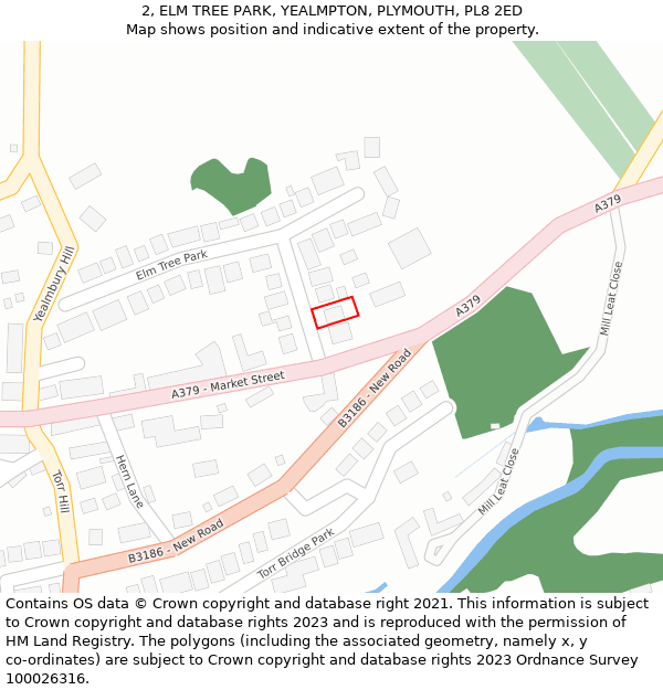 2, ELM TREE PARK, YEALMPTON, PLYMOUTH, PL8 2ED: Location map and indicative extent of plot