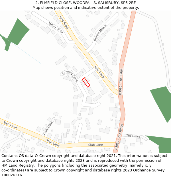 2, ELMFIELD CLOSE, WOODFALLS, SALISBURY, SP5 2BF: Location map and indicative extent of plot