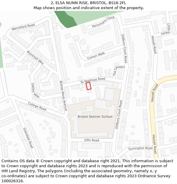 2, ELSA NUNN RISE, BRISTOL, BS16 2FL: Location map and indicative extent of plot