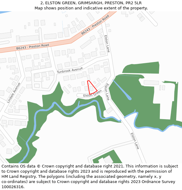 2, ELSTON GREEN, GRIMSARGH, PRESTON, PR2 5LR: Location map and indicative extent of plot