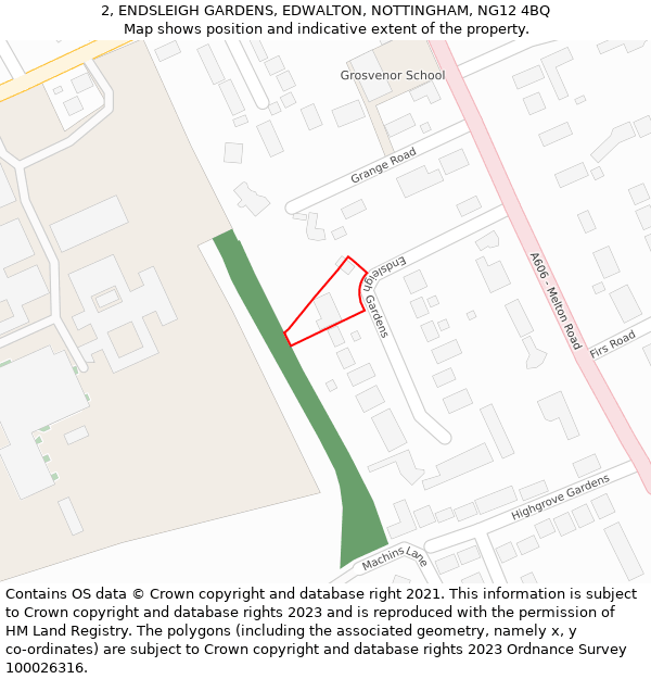 2, ENDSLEIGH GARDENS, EDWALTON, NOTTINGHAM, NG12 4BQ: Location map and indicative extent of plot