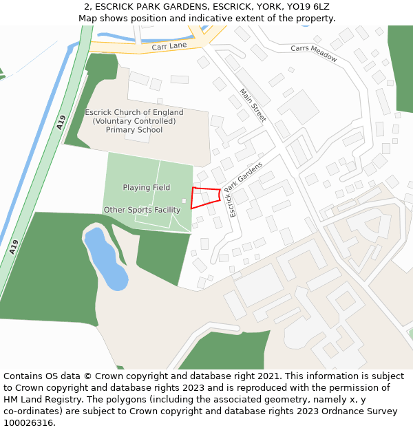 2, ESCRICK PARK GARDENS, ESCRICK, YORK, YO19 6LZ: Location map and indicative extent of plot