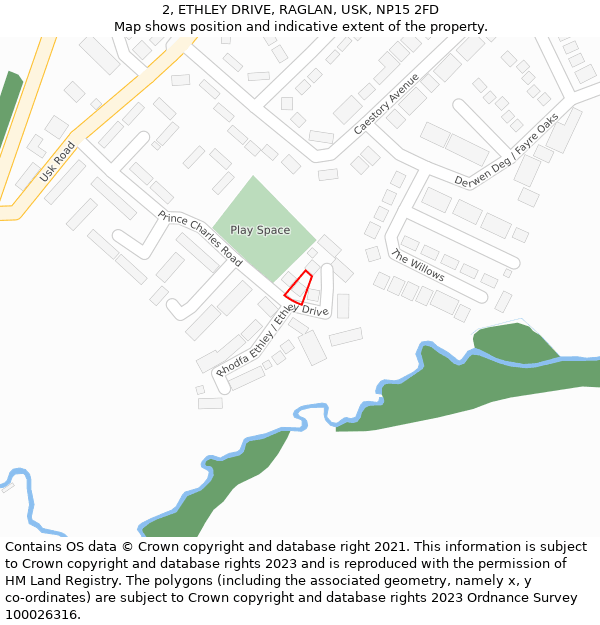 2, ETHLEY DRIVE, RAGLAN, USK, NP15 2FD: Location map and indicative extent of plot