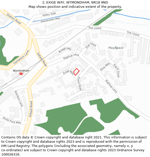 2, EXIGE WAY, WYMONDHAM, NR18 9ND: Location map and indicative extent of plot