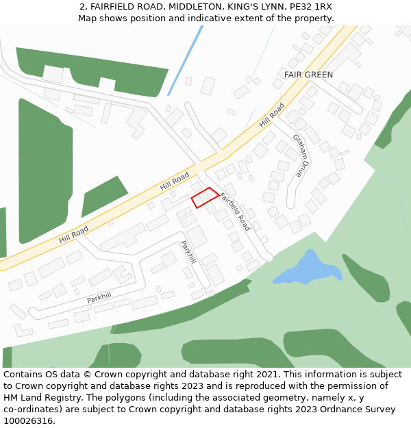 2, FAIRFIELD ROAD, MIDDLETON, KING'S LYNN, PE32 1RX: Location map and indicative extent of plot