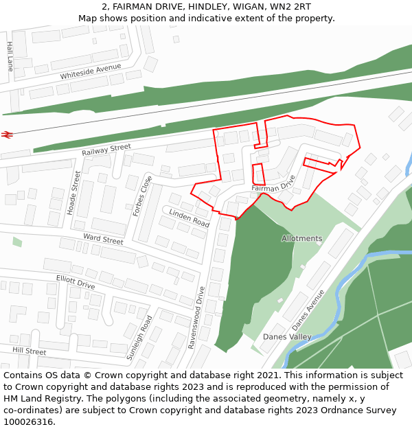 2, FAIRMAN DRIVE, HINDLEY, WIGAN, WN2 2RT: Location map and indicative extent of plot