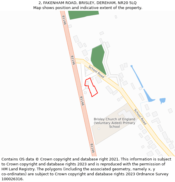 2, FAKENHAM ROAD, BRISLEY, DEREHAM, NR20 5LQ: Location map and indicative extent of plot