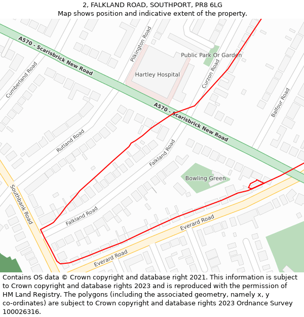 2, FALKLAND ROAD, SOUTHPORT, PR8 6LG: Location map and indicative extent of plot