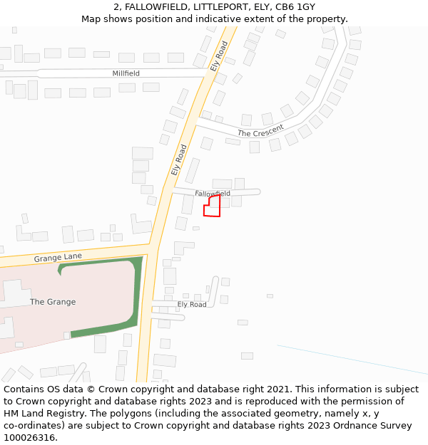 2, FALLOWFIELD, LITTLEPORT, ELY, CB6 1GY: Location map and indicative extent of plot