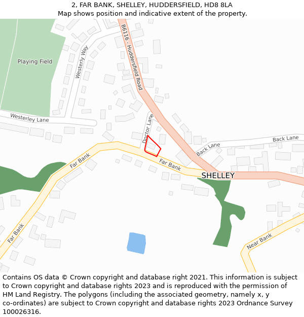 2, FAR BANK, SHELLEY, HUDDERSFIELD, HD8 8LA: Location map and indicative extent of plot