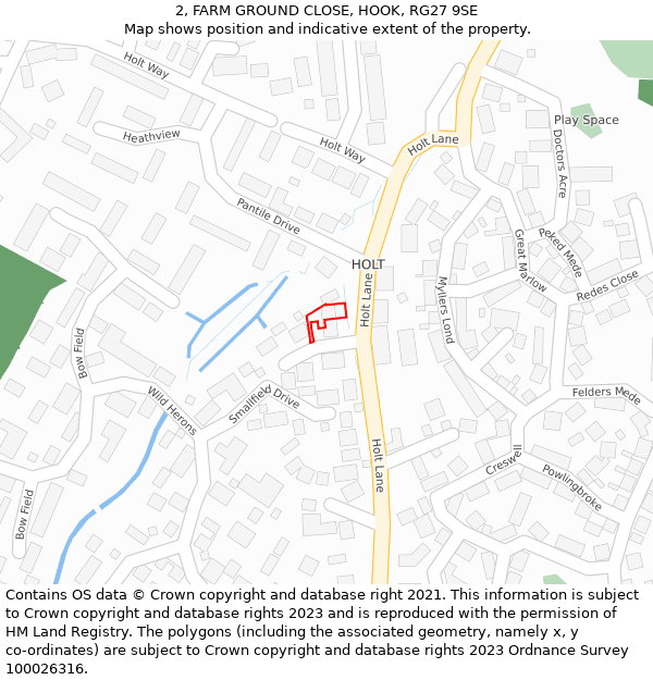 2, FARM GROUND CLOSE, HOOK, RG27 9SE: Location map and indicative extent of plot