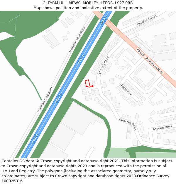 2, FARM HILL MEWS, MORLEY, LEEDS, LS27 9RR: Location map and indicative extent of plot