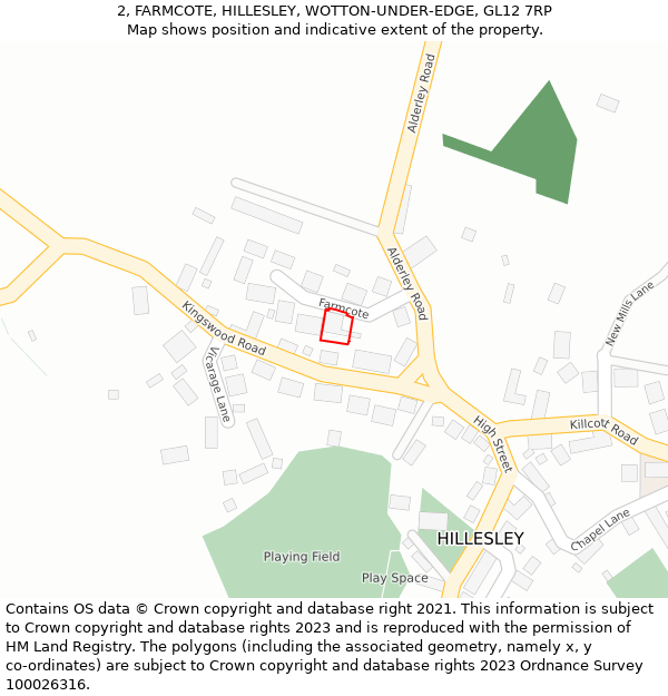 2, FARMCOTE, HILLESLEY, WOTTON-UNDER-EDGE, GL12 7RP: Location map and indicative extent of plot