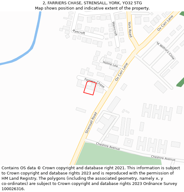 2, FARRIERS CHASE, STRENSALL, YORK, YO32 5TG: Location map and indicative extent of plot