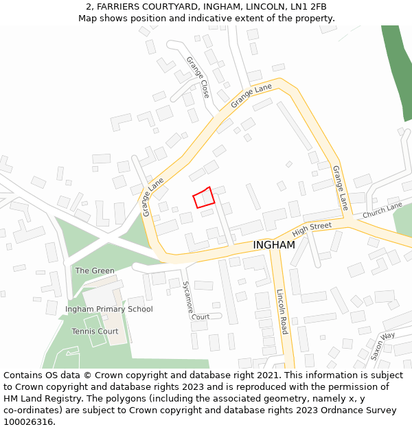 2, FARRIERS COURTYARD, INGHAM, LINCOLN, LN1 2FB: Location map and indicative extent of plot