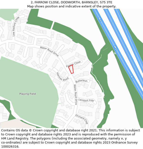 2, FARROW CLOSE, DODWORTH, BARNSLEY, S75 3TE: Location map and indicative extent of plot