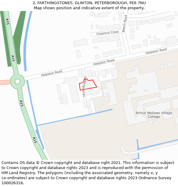 2, FARTHINGSTONES, GLINTON, PETERBOROUGH, PE6 7NU: Location map and indicative extent of plot