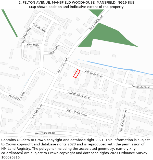 2, FELTON AVENUE, MANSFIELD WOODHOUSE, MANSFIELD, NG19 8UB: Location map and indicative extent of plot