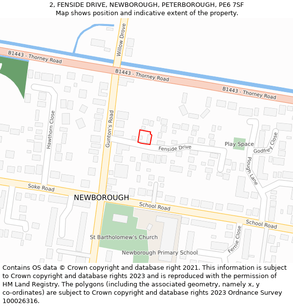 2, FENSIDE DRIVE, NEWBOROUGH, PETERBOROUGH, PE6 7SF: Location map and indicative extent of plot
