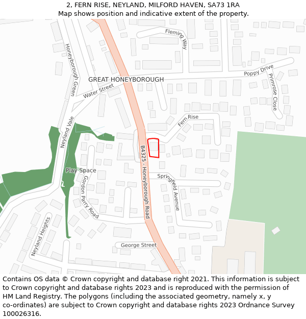 2, FERN RISE, NEYLAND, MILFORD HAVEN, SA73 1RA: Location map and indicative extent of plot