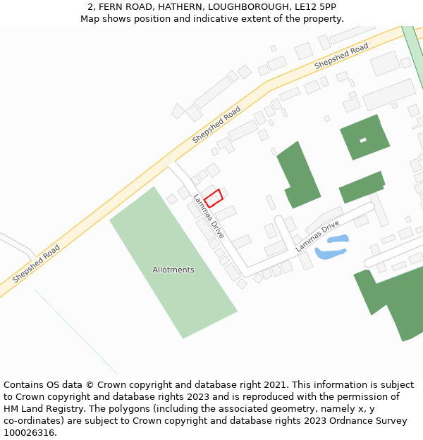 2, FERN ROAD, HATHERN, LOUGHBOROUGH, LE12 5PP: Location map and indicative extent of plot