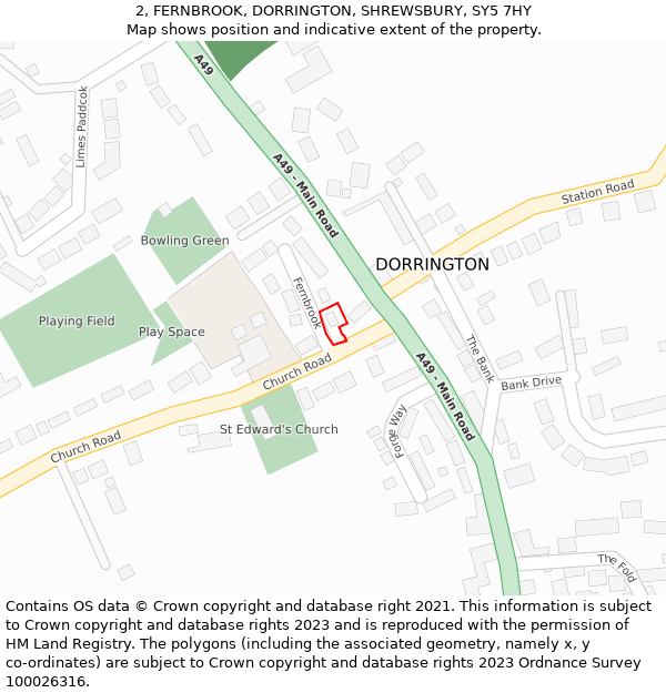 2, FERNBROOK, DORRINGTON, SHREWSBURY, SY5 7HY: Location map and indicative extent of plot