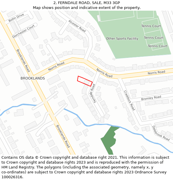 2, FERNDALE ROAD, SALE, M33 3GP: Location map and indicative extent of plot