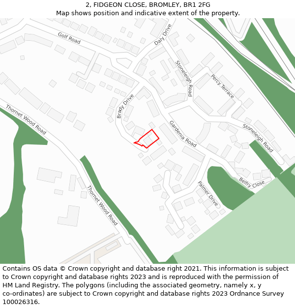 2, FIDGEON CLOSE, BROMLEY, BR1 2FG: Location map and indicative extent of plot