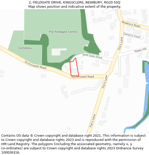 2, FIELDGATE DRIVE, KINGSCLERE, NEWBURY, RG20 5SQ: Location map and indicative extent of plot