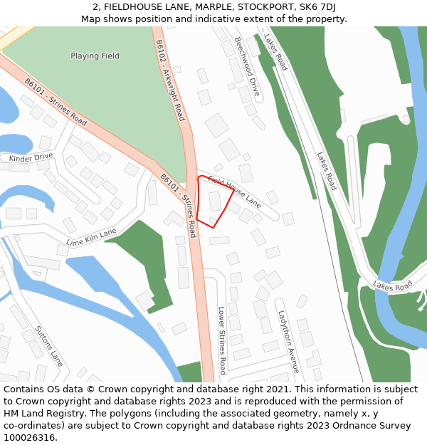 2, FIELDHOUSE LANE, MARPLE, STOCKPORT, SK6 7DJ: Location map and indicative extent of plot