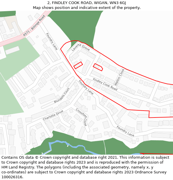 2, FINDLEY COOK ROAD, WIGAN, WN3 6GJ: Location map and indicative extent of plot