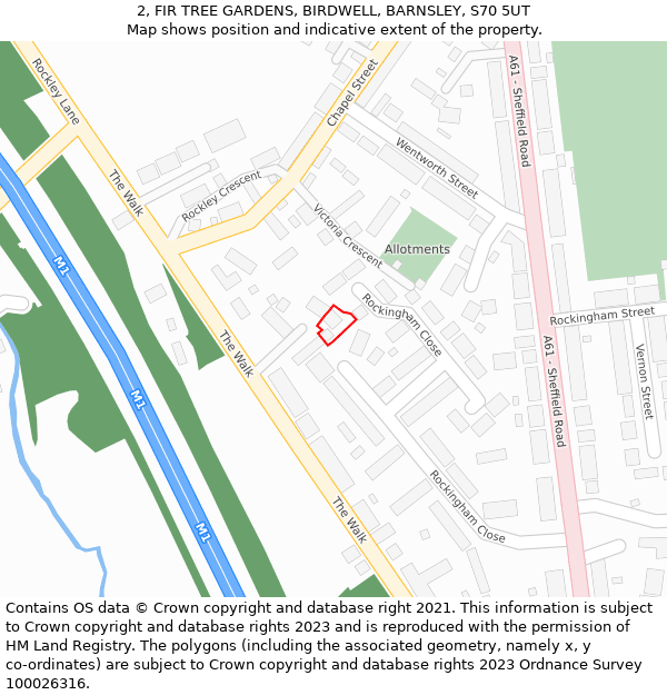 2, FIR TREE GARDENS, BIRDWELL, BARNSLEY, S70 5UT: Location map and indicative extent of plot