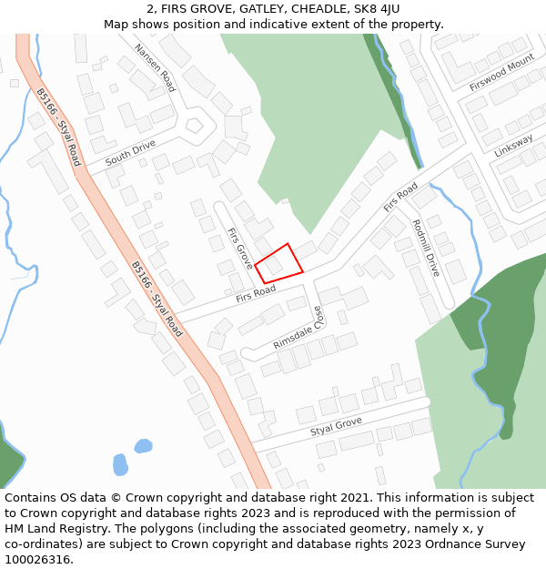 2, FIRS GROVE, GATLEY, CHEADLE, SK8 4JU: Location map and indicative extent of plot