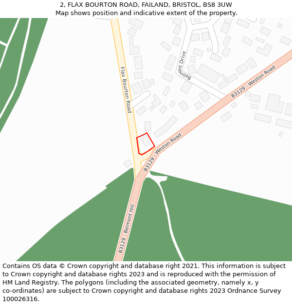 2, FLAX BOURTON ROAD, FAILAND, BRISTOL, BS8 3UW: Location map and indicative extent of plot