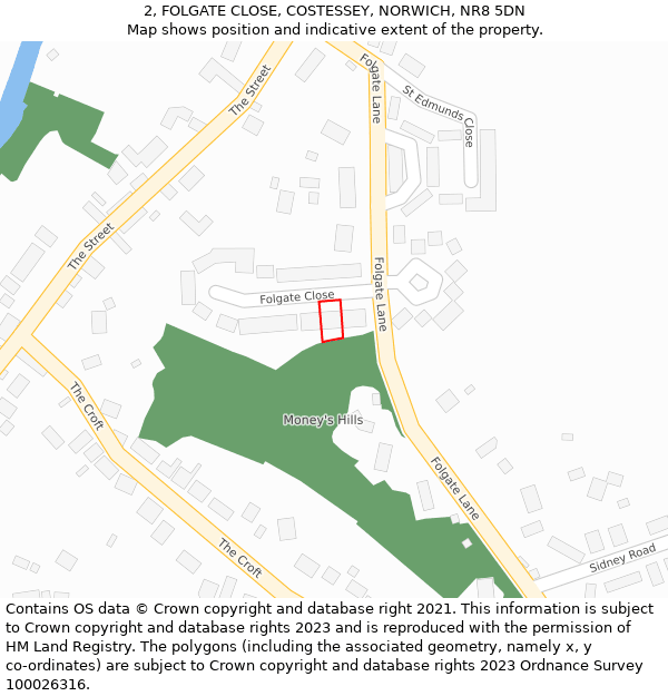 2, FOLGATE CLOSE, COSTESSEY, NORWICH, NR8 5DN: Location map and indicative extent of plot