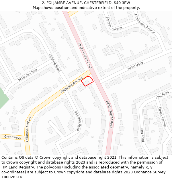 2, FOLJAMBE AVENUE, CHESTERFIELD, S40 3EW: Location map and indicative extent of plot