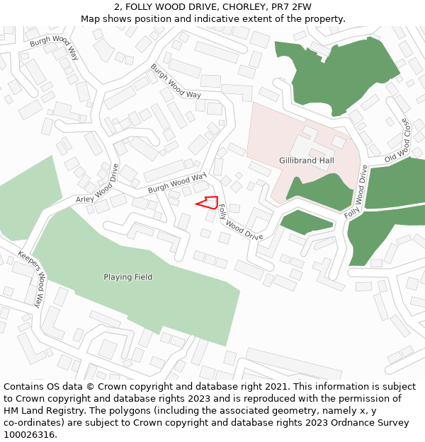 2, FOLLY WOOD DRIVE, CHORLEY, PR7 2FW: Location map and indicative extent of plot