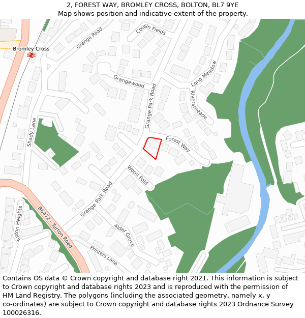 2, FOREST WAY, BROMLEY CROSS, BOLTON, BL7 9YE: Location map and indicative extent of plot