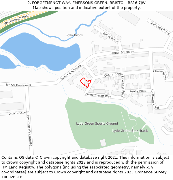 2, FORGETMENOT WAY, EMERSONS GREEN, BRISTOL, BS16 7JW: Location map and indicative extent of plot